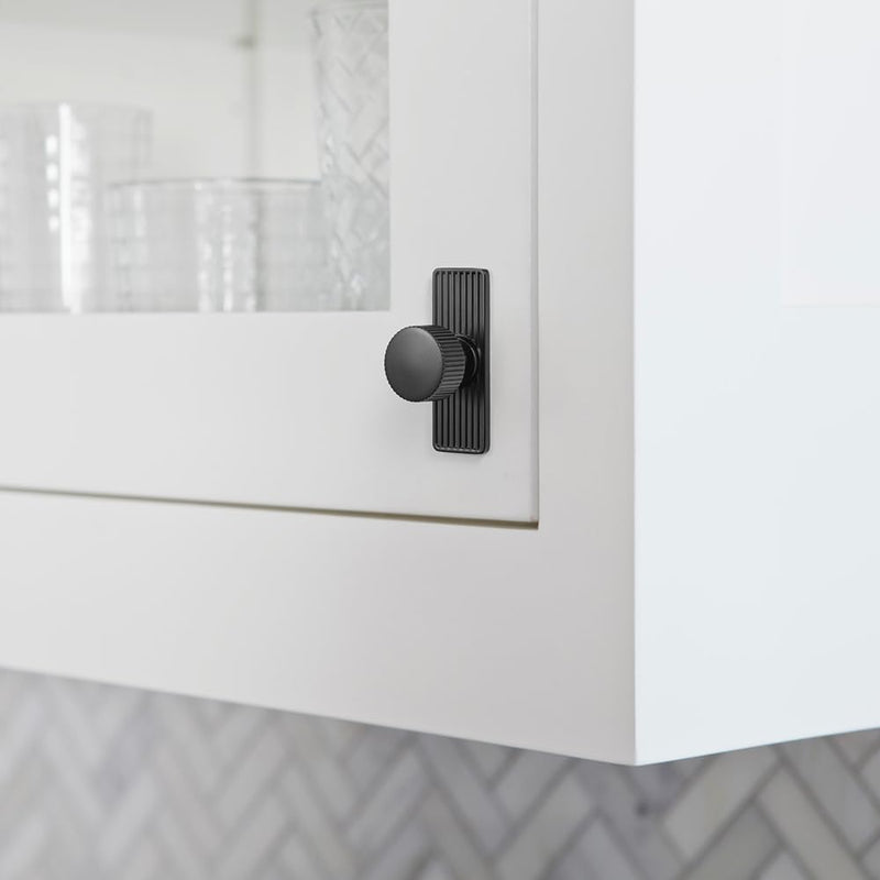Goo-Ki Black Zinc Alloy Cabinet Knob with Backplate - Single Hole Center Cabinet Pull Hardware for Bedroom, Kitchen, 2 Pack（9596-G） BackPlate G