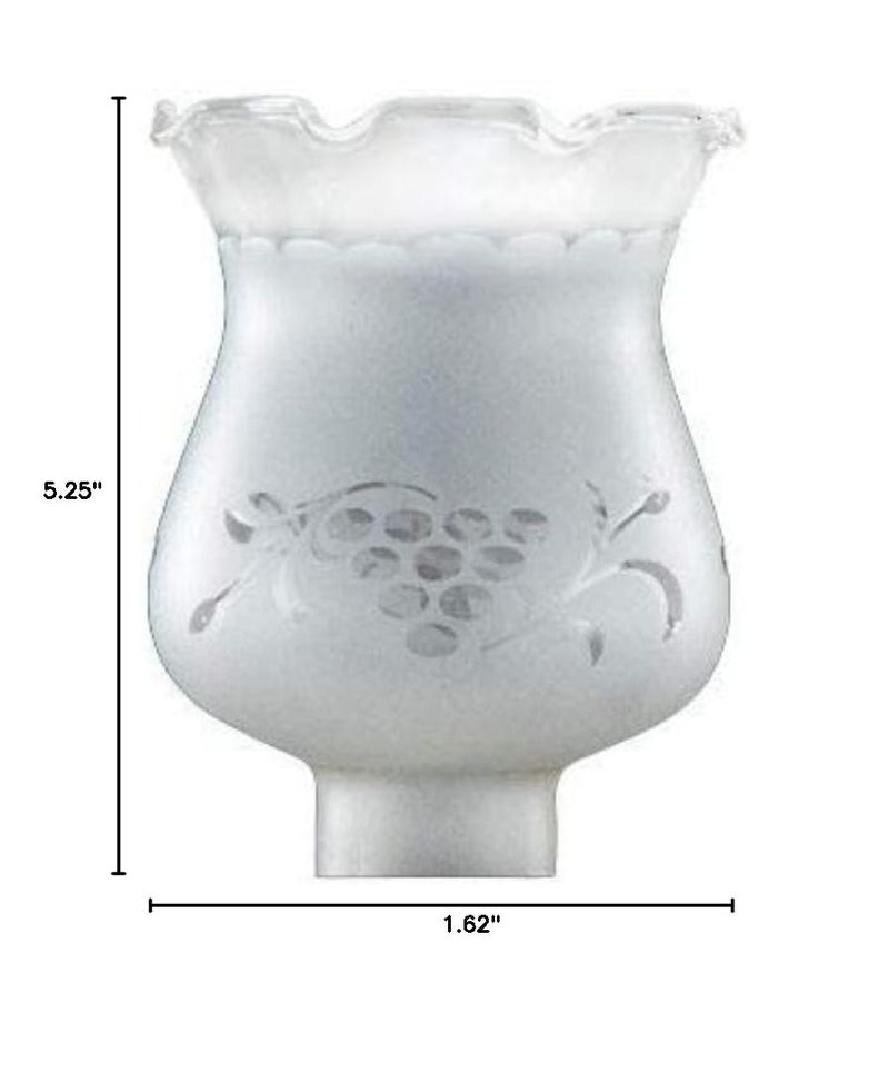 B&P Lamp 1 5/8 Inch Fitter Colonial Style Frosted and Etched Design Glass Lamp Shade for Vintage and Antique Style Lamps