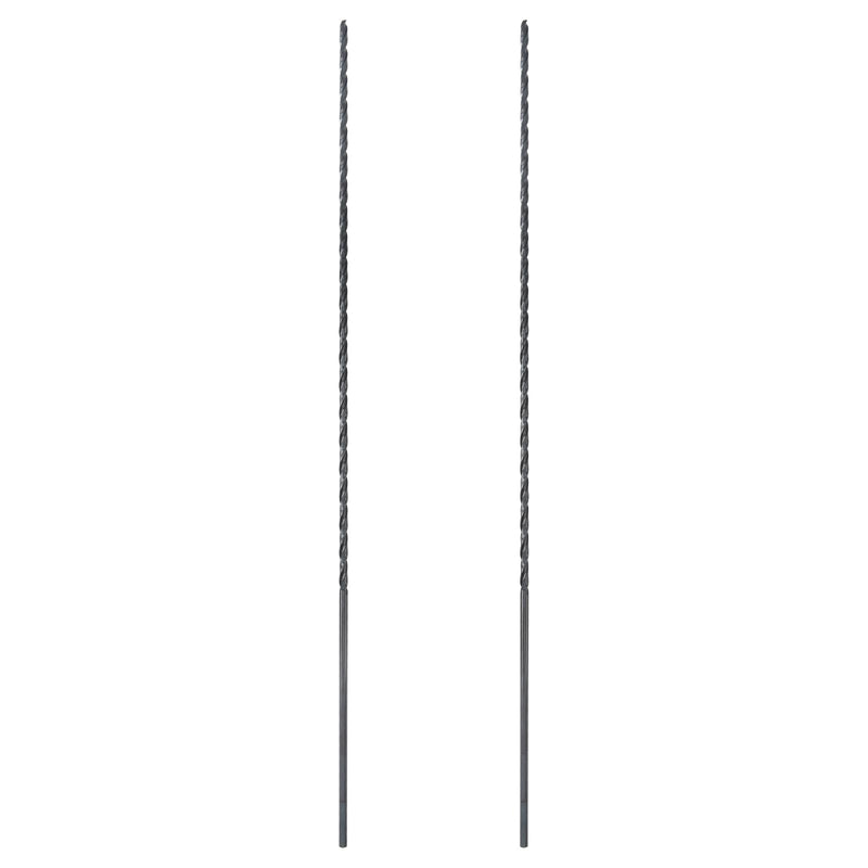 1/4 x 18 Inch Long Drill Bits (2 Pack) High Speed Steel Black Oxide Drilling for Wood and Metal, with 13 Inch Flute 1/4" x 18"