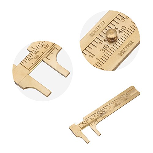 Brass Vernier Caliper, Double Scales Vernier Caliper Measuring Gauge mm/inch Mini Vernier Caliper Ruler for Jewellery Measurement(Double Scale 80mm)