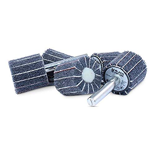 BHA Interleaf Shank Mounted Flap Wheels for Sanding and Finishing, 1” x 1” x 1/4”, Gray (Ultra Fine) - 5 Pack