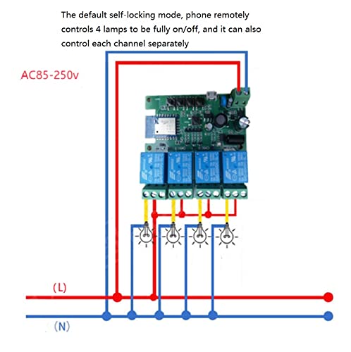 4 Channel USB 5V AC 85-250V Smart WiFi Wireless Dry Contact Relay Switch Module,Tuya Smart Life app Remote Control,Compatible with Alexa Google Home