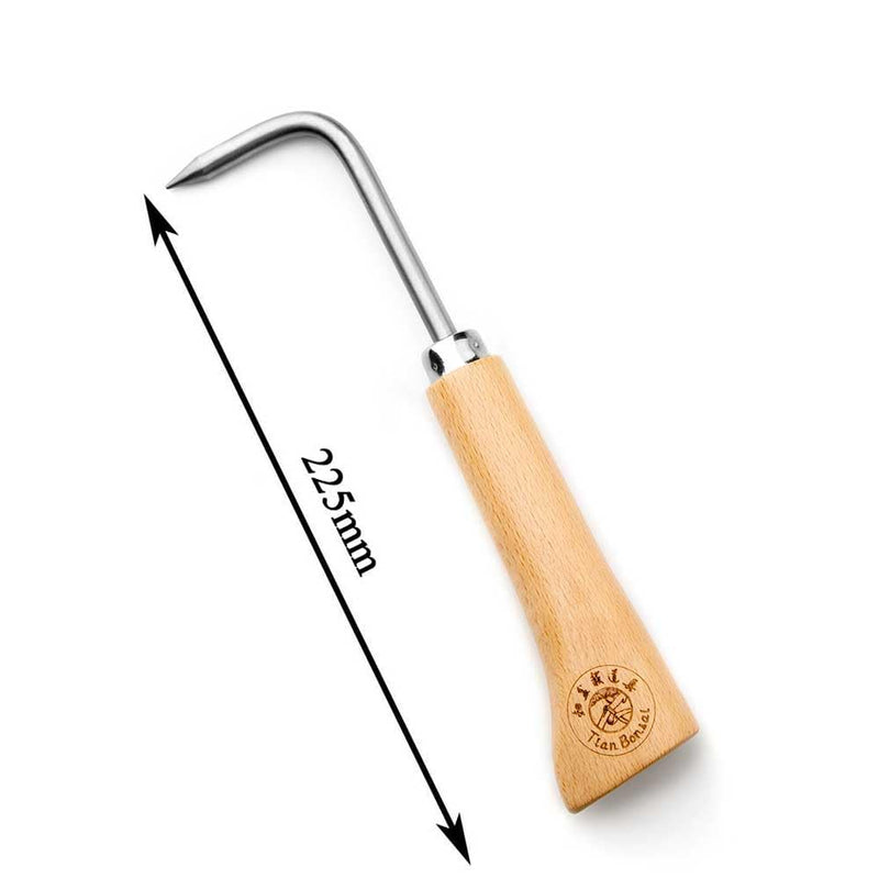 tianbonsai Bonsai Tools Hook 22.5 cm Wooden Handle Stainless Steel Hook Robust Very Firm and Durable Made
