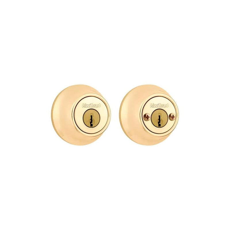 Kwikset 96650-494 Security Double Cylinder Deadbolt, Polished Brass, 1-Inch Diameter Round Adjustable Latch, Key Lock