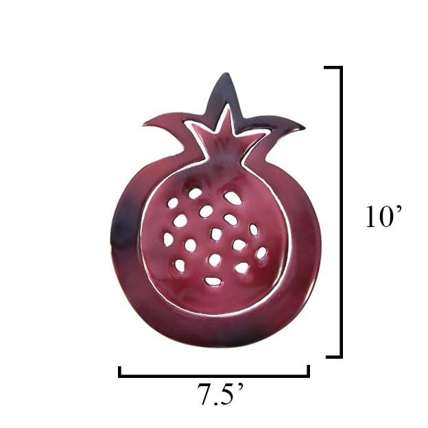 Yair Emanuel Anodized Aluminum Trivet - Round Oriental Pomegranates - Red (MHDC-1)