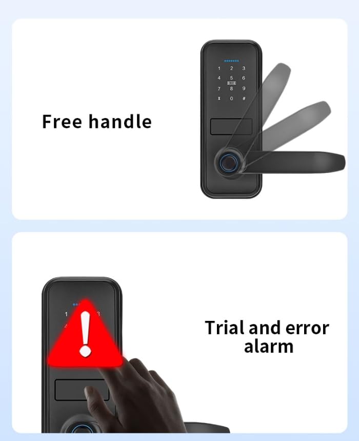 Smart Lock, Keyless Entry Door Lock with Sleek Matte Black Handle, Electronic Keypad Deadbolt, Fingerprint & Touchscreen Keypad, Biometric Door Lock, Bluetooth Smart Lock for Front Door (Black)