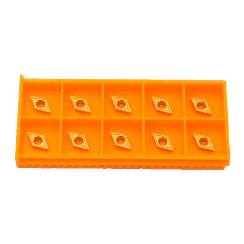DCMT21.51 Dcmt070204-HMP Carbide Turning Inserts, CVD Coated for Steel, 1/4" IC Lathe Tools for Carbon & Alloy Steel Machining, 10 Pcs DCMT21.51-HMP