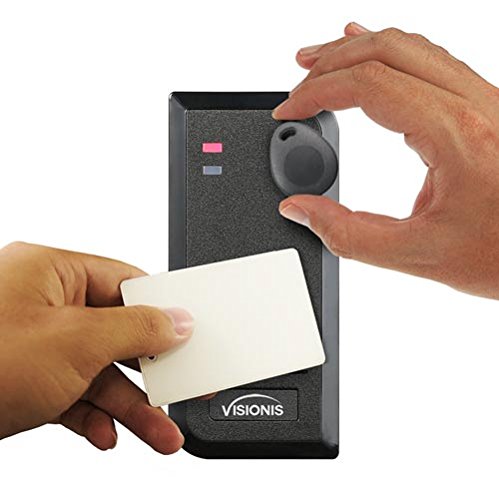 Visionis VIS-3100 Access Control Black RFID Weatherproof IP66 Proximity Card Reader 125KHz Compatible with Wiegand 26 Bit for Door Entry System Black Reader