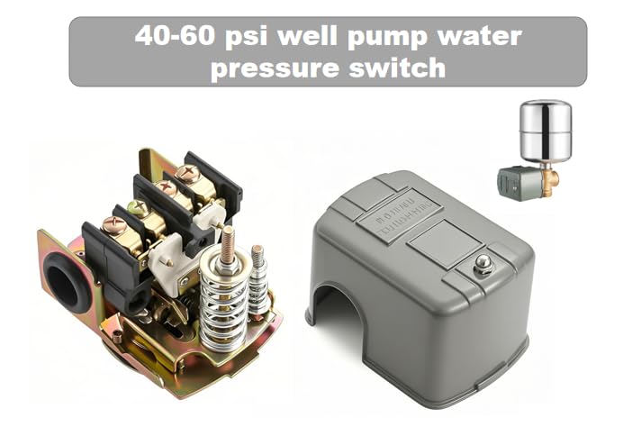 Pressure Switch for Well Pump 40-60 PSI, Adjustable, 1/4" NPT Thread, Automatic Water Pump Control Switch, Grey