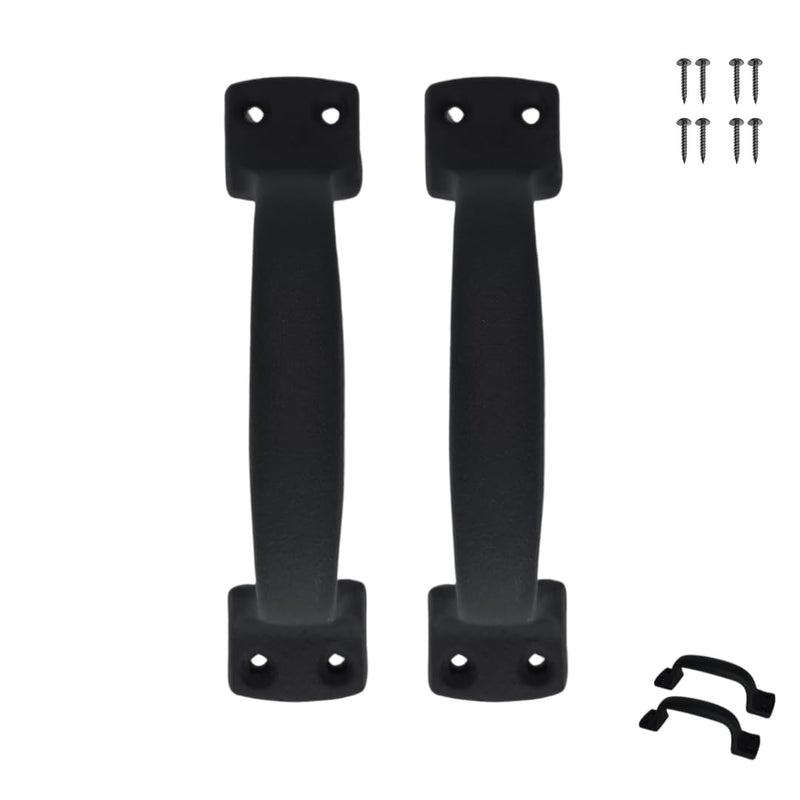 2 Pack Classic Black Handle - Heavy Duty Steel Pull for Gates, Barn Doors, Outdoor Fences, 7 Inch 7" - 2 Pack