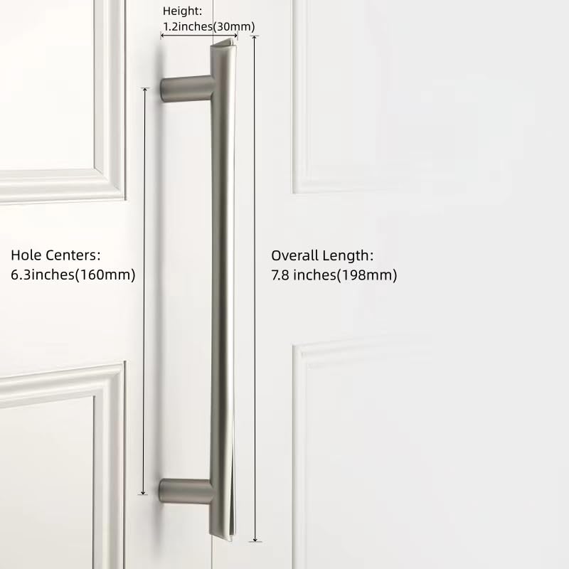 10 Pack Silver Matte Texture Cabinet Pulls - Streamline Drawer Handles Hardware Zinc Alloy Bar, Metal Cabinet Pull, Handle for Bathroom Desk, Kitchen Cupboard (7.8" Overall Length) 7.8"(198mm)Overall Length