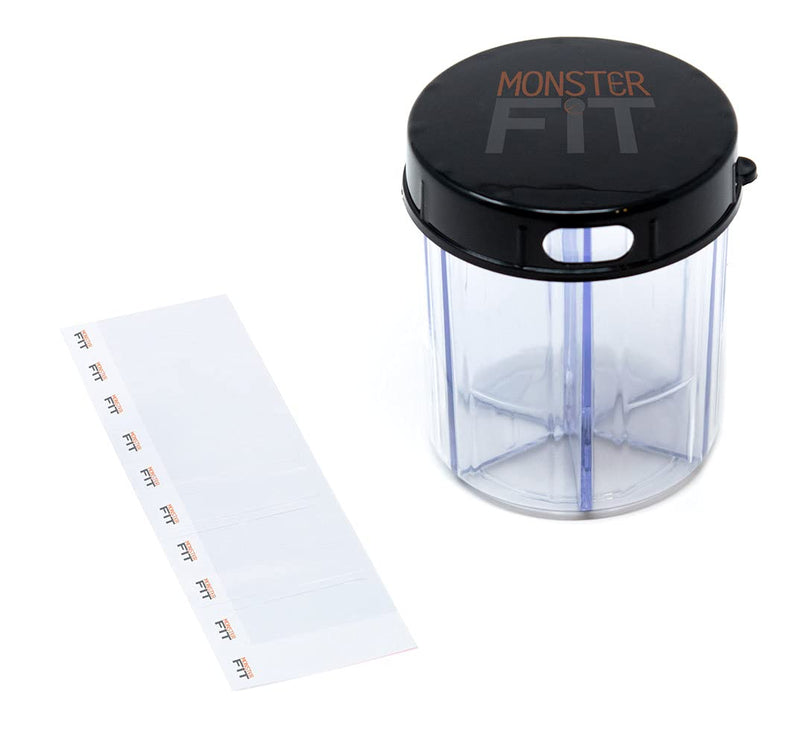 Monster Jr Supplement Pill Dispenser - Holds Small Medium Medication Vitamins and Easily Dispense from One Container Includes Compartment Labels ( 1 Pack) Monster Jr - 1 Pack