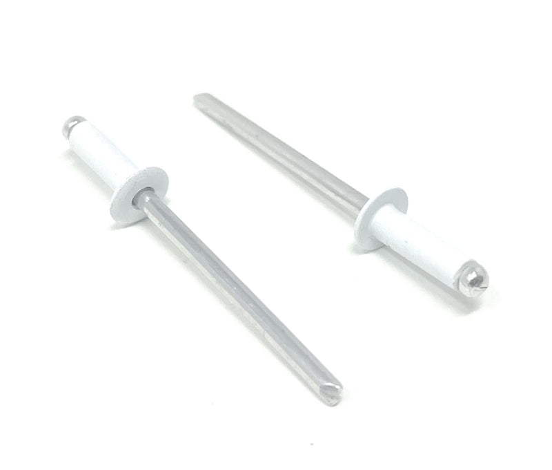 Metal Magery 100 White Aluminum Open End Pop Rivets QTY: 100 (4-4 1/8" x 1/4" (0.188-.250 Inch Grip Range)) 4-4 1/8" x 1/4" (0.188-.250 Inch Grip Range)