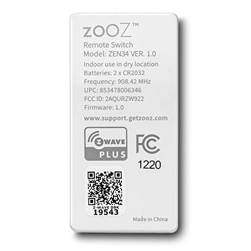 Zooz 700 Series Z-Wave Plus Mesh Network Remote Control & Scene Controller ZEN34 (Battery Powered), White | Z-Wave Hub Required