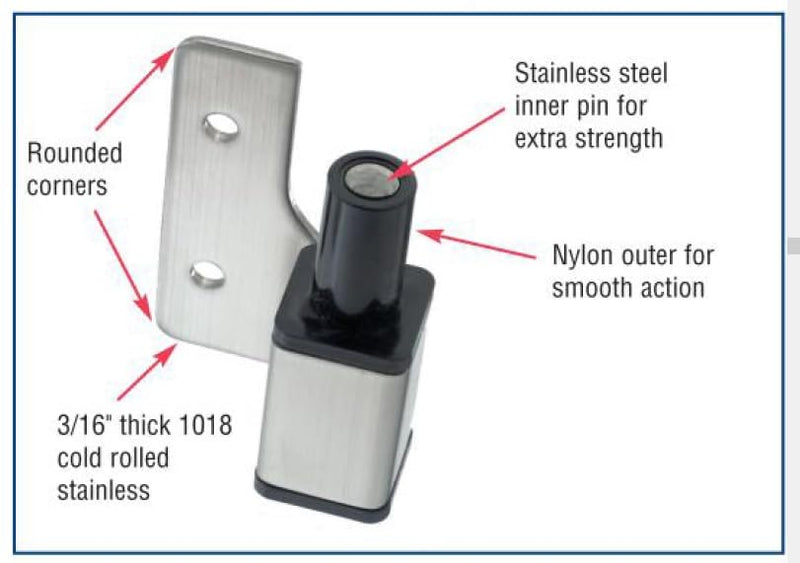 Harris Hardware TP8411‑B Stainless Steel Surface Mounted Gravity Hinge Set