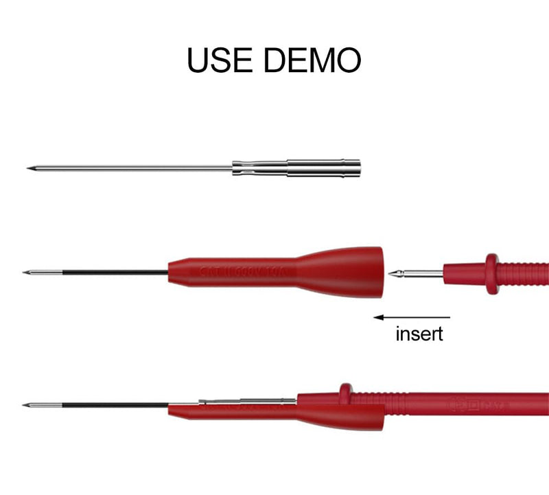 4 Pack 2mm Extended Needle Test Probes, 600V/10A Non-Destructive Insulation Wire Piercing Needles Stainless Steel Extra Thin Electrical Needle multimeter Probes for Fluke Meter Test Leads tl71 tl75