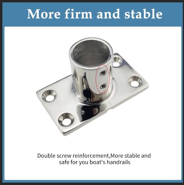 YANYUCB 316 Stainless Steel Rectangular 90° Boat Hand Rail Base,Marine Hardware Boat Handle Railing Fitting Includes Installation Accessories(1 inch)