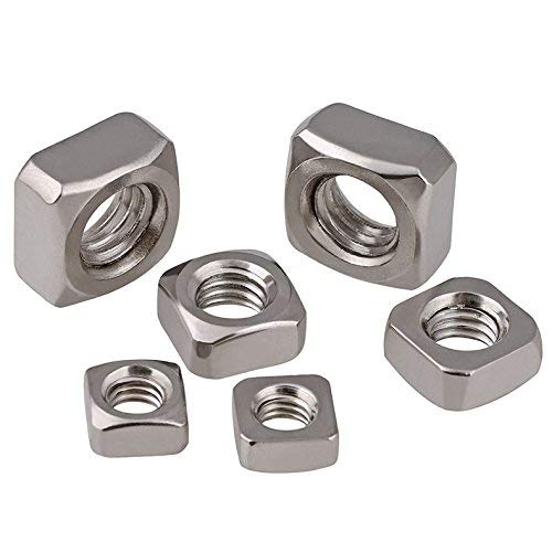 170Pcs Metric 304 Stainless Steel Square Nuts Assortment Kit, for M3 M4 M5 M6 M8 M10 Screws Bolt
