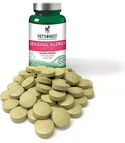 Vet’s Best Seasonal Allergy Relief | Dog Allergy Supplement | Relief from Dry or Itchy Skin | 60 Chewable Tablets 60 Count