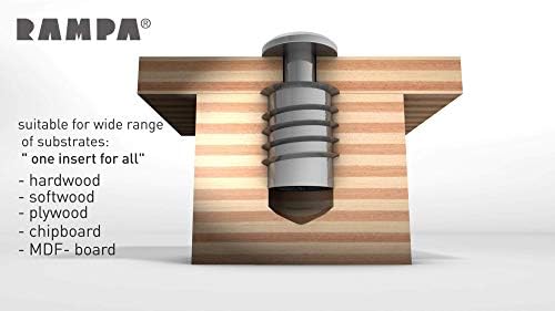 Made in Germany Threaded Steel Insert, (50 pcs.) with hex Drive M6 Internal Thread (d), 12mm Diameter (D) X 15mm Length (L) Works Best in All Wood Materials and substrates