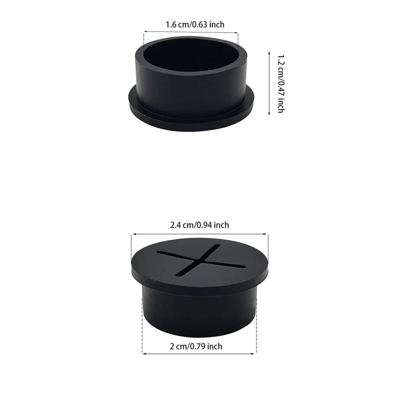 10 Pcs Cable Cord Grommet 3/4 Inch Flexible Wire Rubber Grommets Flexible Silicone Cable Cord Grommet Desk Grommet for TV Console and Other Furnitures Cover Cable Pass Through Management (Black) Black 3/4 Inch