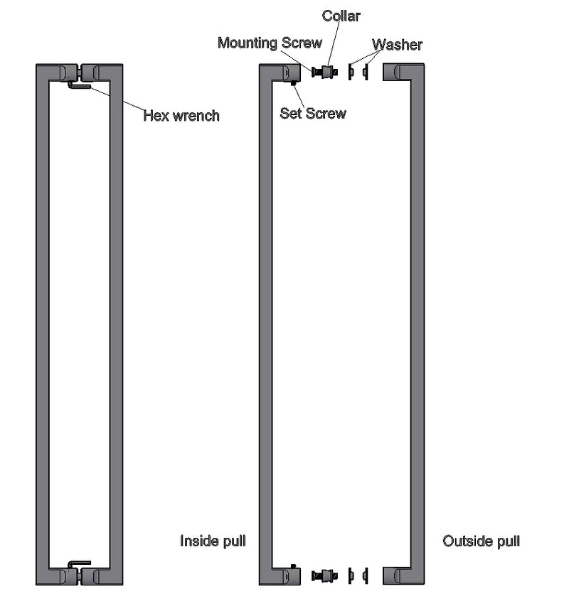 24" Stainless Steel Double-Sided Push-Pull Door Handle,Sliding Barn Door Handle for Wood Door or Glass Door, Easy Install（Brushed Stainless） Brushed Silver