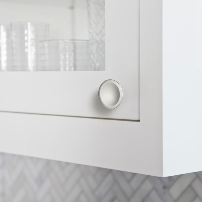 Goo-Ki 6 Pack Satin Nickel Round Cabinet Knobs – Modern Concave Design with Tapered Base, Ideal for Dressers, Kitchen Drawer, and Furniture Hardware 1 7/8" Diamter 1 7/8" Diameter