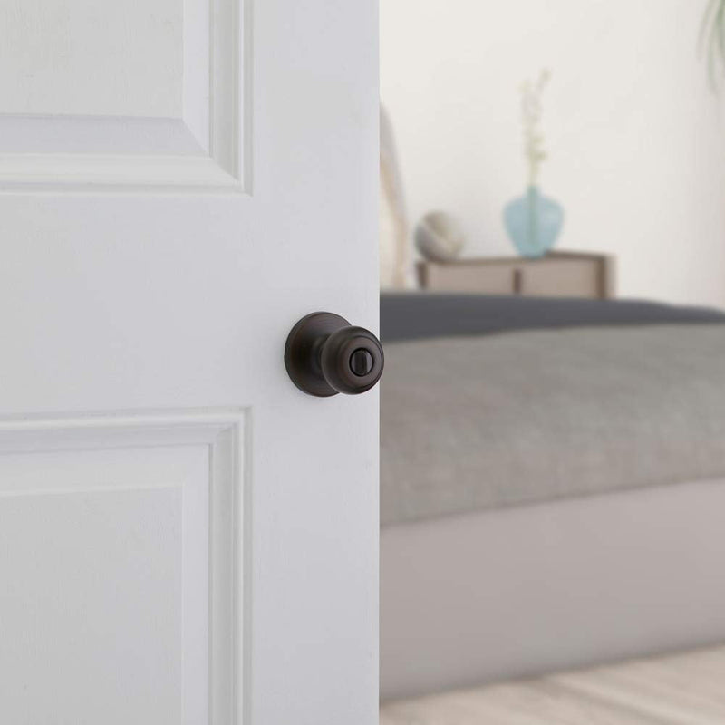 Kwikset Cove Interior Privacy Door Knob with Lock, Door Handle For Bathroom and Bedroom, Venetian Bronze Keyless Turn Lock Doorknob 1 Pack