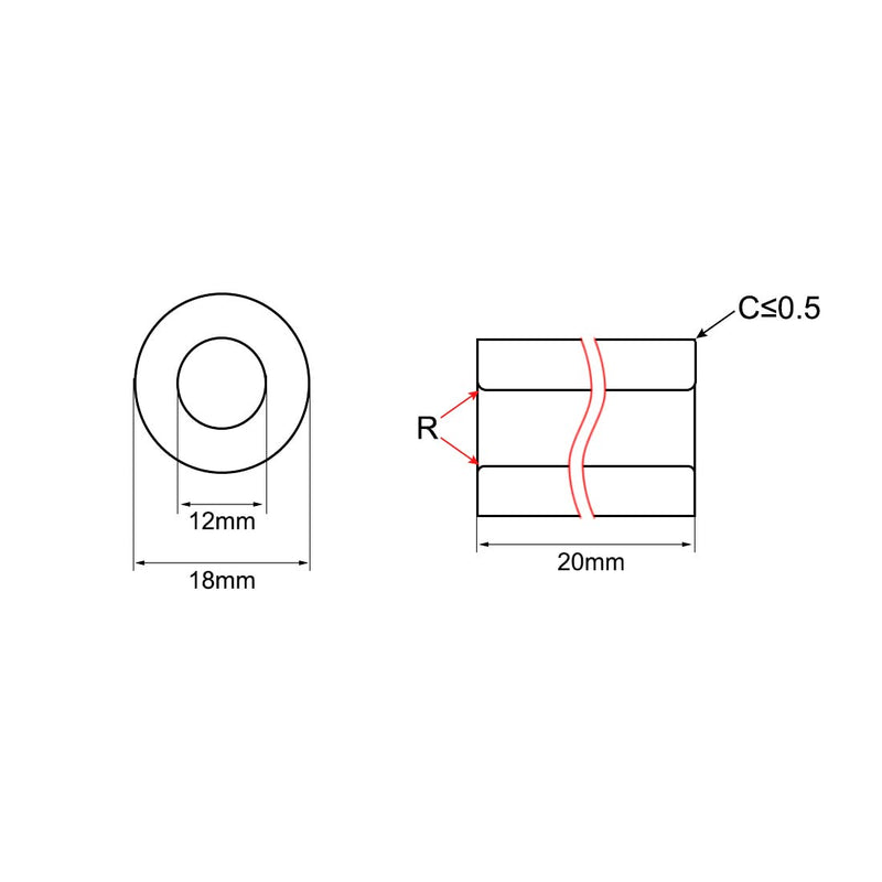 uxcell Bearing Sleeve 12mm Bore x 18mm OD x 20mm Length Self-Lubricating Sintered Bronze Bushings 3pcs 12x18x20mm