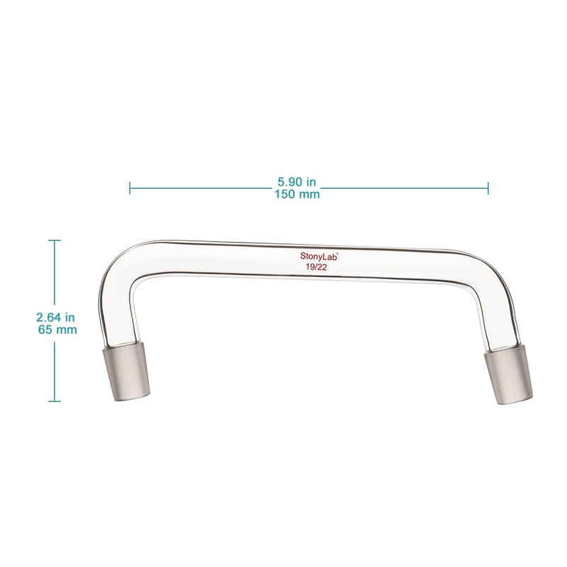 stonylab Glass Distilling Adapter, Borosilicate Glass 75 Degree and 105 Degree Bent Chemistry Adapter with 19/22 Standard Taper Inner Joints, 150 mm Length 19/22 Joint