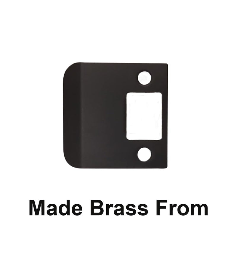 QCAA Solid Brass Extended Lip Strike, 2-1/4''X2-1/4, Oil-Rubbed Bronze, 10 Pack, Made in Taiwan