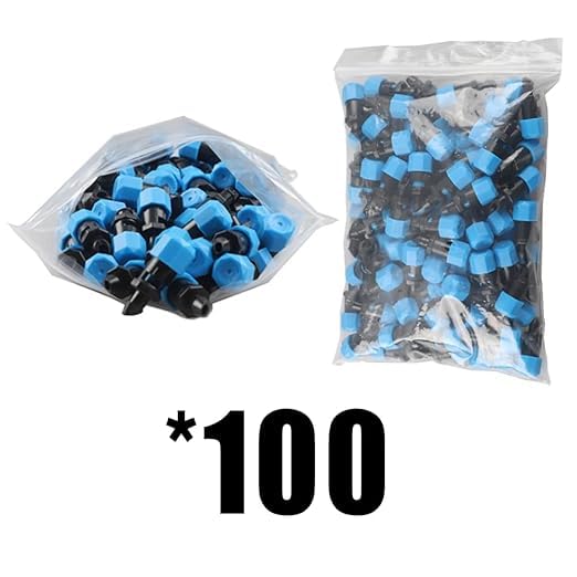 100PCS 0-260L/H Adjustable Irrigation Drippers Sprinklers 1/4 Inch Emitter Dripper Micro Drip Irrigation Sprinklers for Watering System (Blue) Blue
