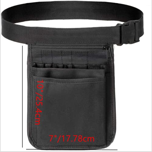 Medical Organizer Belt for Nurse, Multi-Compartment Nurse Fanny Pack Storage Waist Bag Pouch for Medical Scissors Care Kit Tool,Black