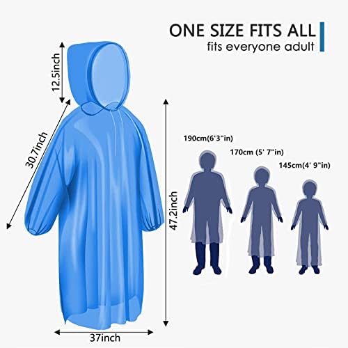 Rain Ponchos for Family Adults Clear - Disposable Rain Poncho for Women and Men with Drawstring Hood One Size 6