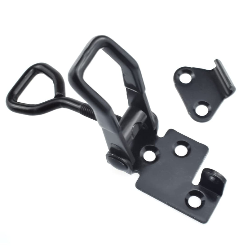 2 PCS Adjustable Metal Toggle Latch Clamps Heavy Duty Quick Release Hasp Latch with Lock Hole 100KG/ 220lbs Holding Capacity Catch Kit for Gate Cabinet Door Box Case, Black, Small