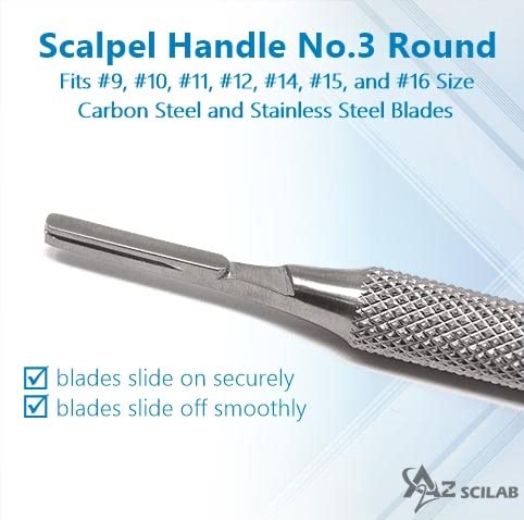 Premium Quality Round Scalpel Handle #3, Stainless Steel (Fits Size 9-16 Scalpel Blades)