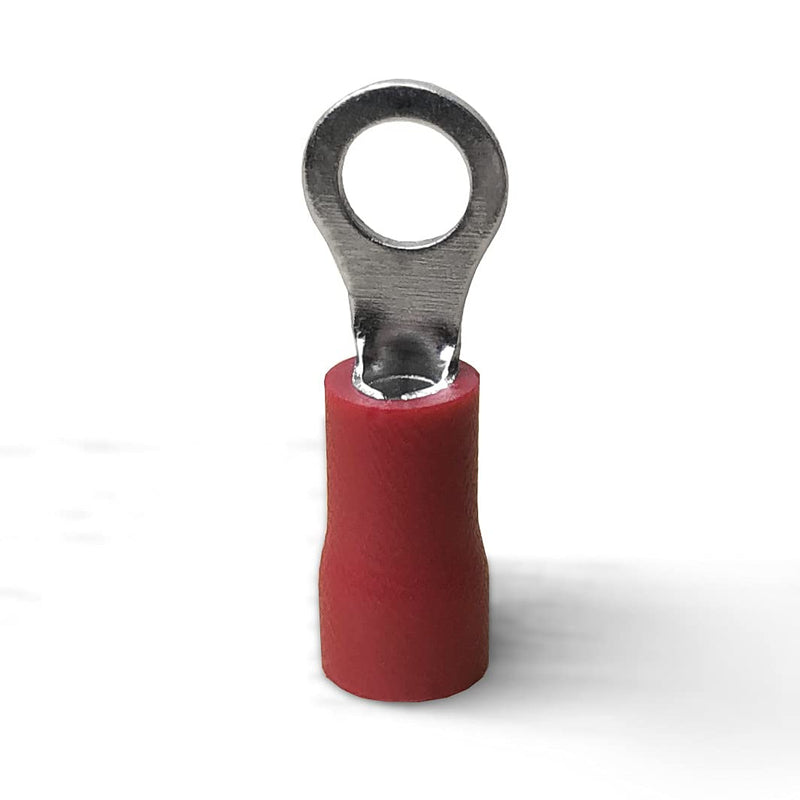 ANGSTROM #8 Bolt Ring Terminals, Insulated Electrical Crimp Connectors 100pcs (22-16ga Red) #8 Stud 22-16ga RED