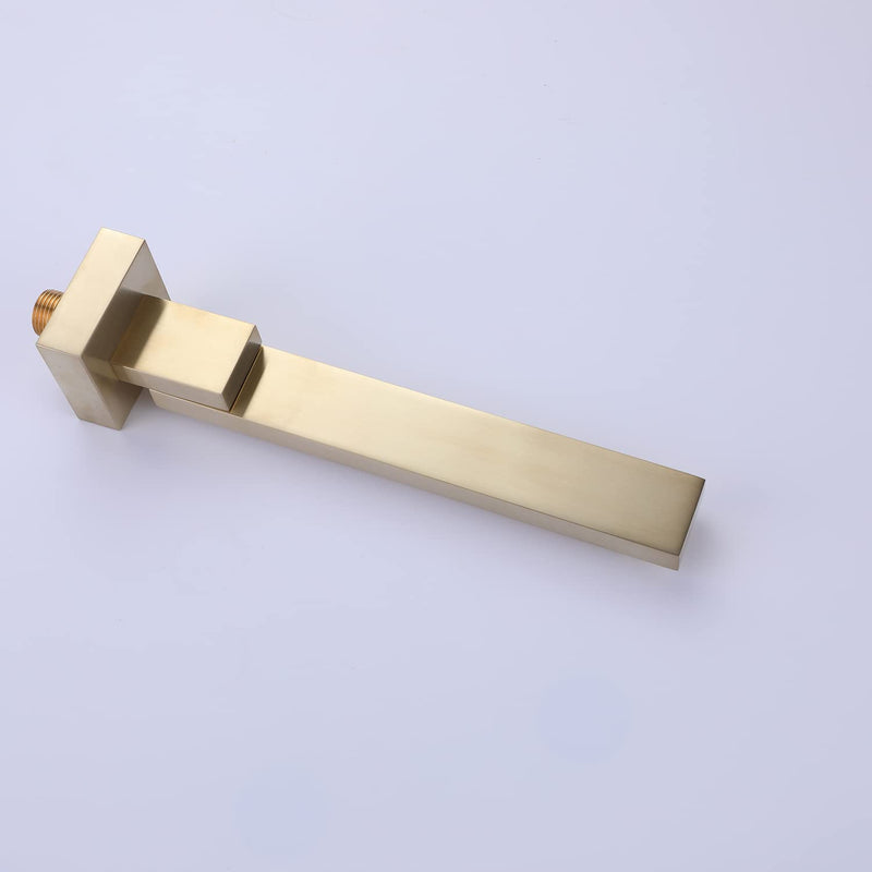 Folding Tub Spout, 180° Swivel Wall Mounted Bathtub Tub Basin Spout 1/2 NPT Thread Square Stainless Steel Bathroom Bathtub Shower Mixer Water Outlet, Brushed Gold