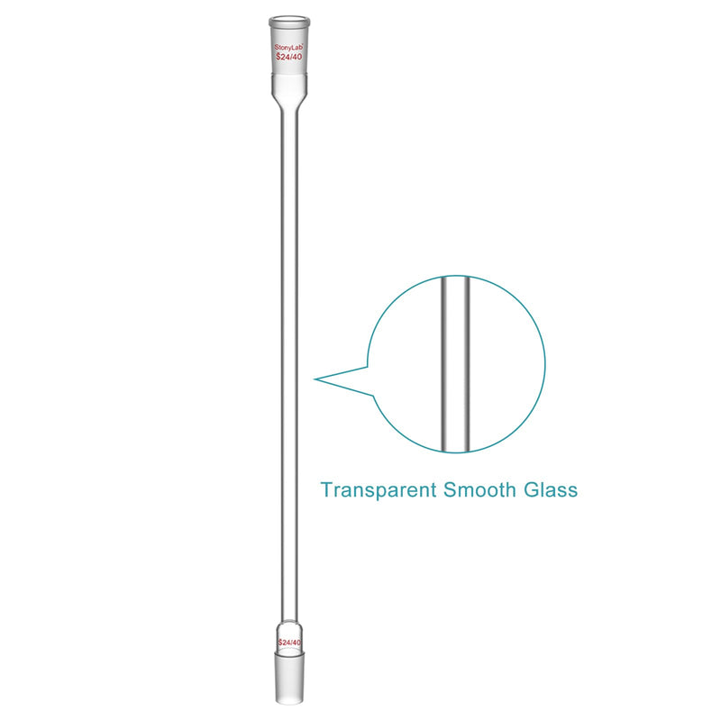 stonylab Air Condensation Tube, Borosilicate Glass Reflux Condenser with 24/40 Standard Joint 400 mm Jacket Length, 16 mm Diameter Lab Glass Condenser for Distillation Experiment