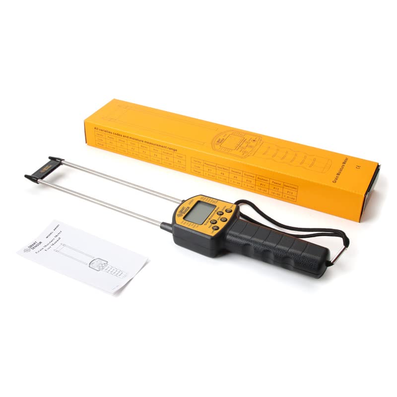 Portable Hay Meter,Grain Humidity Meter,Digital LCD Display Grain Moisture Meter for Wheat Corn Rice Peanut Soybean with Non Slip Handle