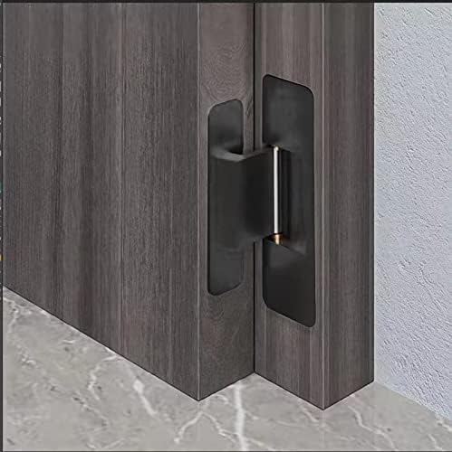 MENGSHI Hidden Door Hinges Ultra-Thin Invisible Hinge for Secret Door Heavy Duty Concealed Hinges Adjustable Butt Hinges 2 Pack - Black