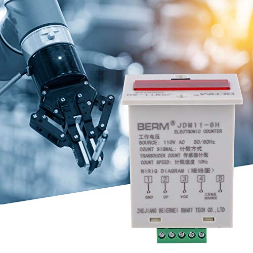 JDM11-6H Electronic Counter 6 Digits LED Digital Display Counter Relay Transducer Count Accumulating Counter (AC110V)