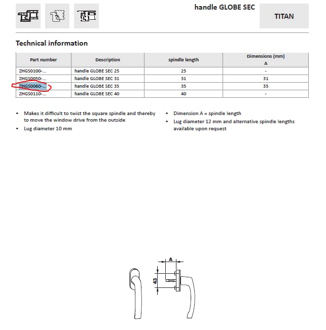 Tilt Turn Window Handle (White) White