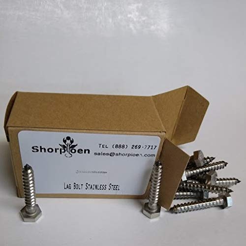 25-Pack 1/4 x 2 Hex Lag Screw 18-8 Stainless Steel BC-1432L188 25 1/4 x 2 BC-1432L188-25 (Pack of 25)