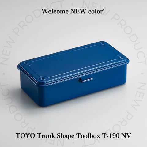 TOYO Steel Tool Box T-190 NV (Navy) H7.99×W4.29×D2.20inch Steel Trunk For Pegs, Metal fittings, Pen, Accessory, And Utility Knife Made In Japan