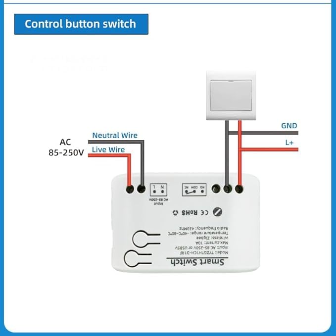 Zigbee 1CH 85-250VIntelligent Temperature Sensor,High Precision Waterproof Probe Sensor,Wireless Intelligent Monitoring,Tuya app Remote Smart Switch(tuya zigbee hub needed) 1CH 120V