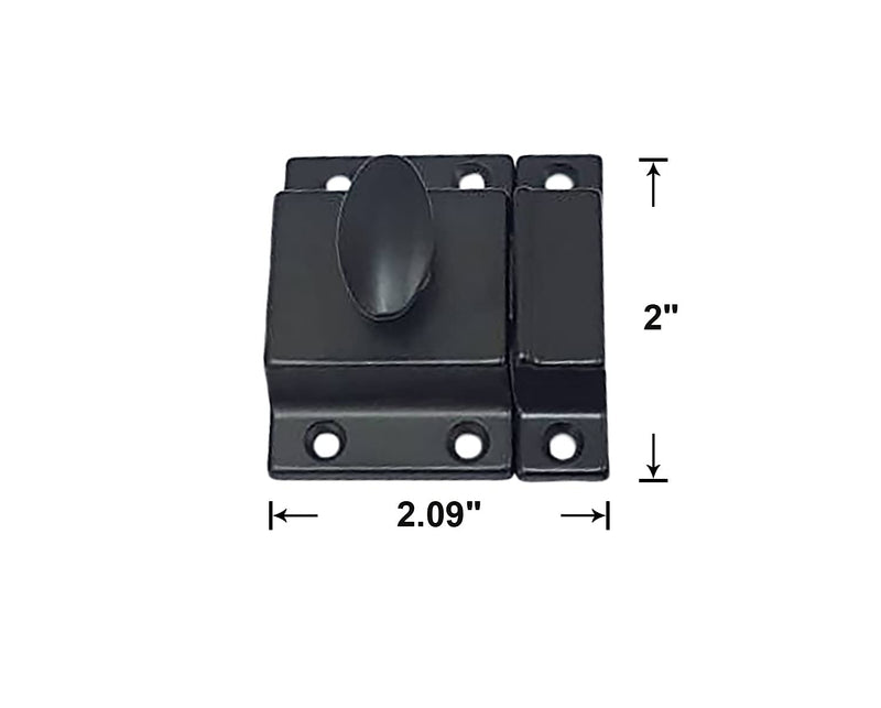 QCAA Traditional Large Oval Turn Cabinet Latch, Solid Brass, 2", for Cupboard & Other Furniture, Matte Black, 1 Pack, Made in Taiwan