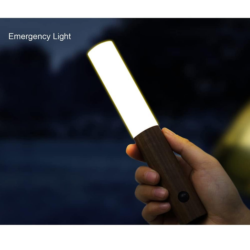 LANDGOO Wooden Motion Sensor Night Lights, Magnet Body Hallway Rechargeable LED Wireless Wall Sconces, Portable Decor Battery Powered Indoor Torch Lighting for Bedroom (Walnut Wood 2PCS) Walnut Wood 2ps