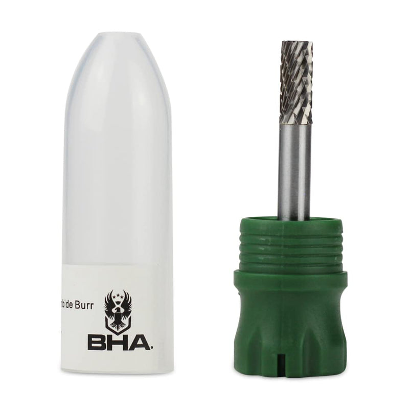 BHA Cylinder End Cut Shape Tungsten Carbide Burr Die Grinder Rotary Tool Bit for Metal Contouring and Deburring, Double Cut with 1/4" Shank (SB-1: 1/4" Cut Diameter x 5/8" Cut Length) SB-1: 1/4" Cut Diameter x 5/8" Cut Length