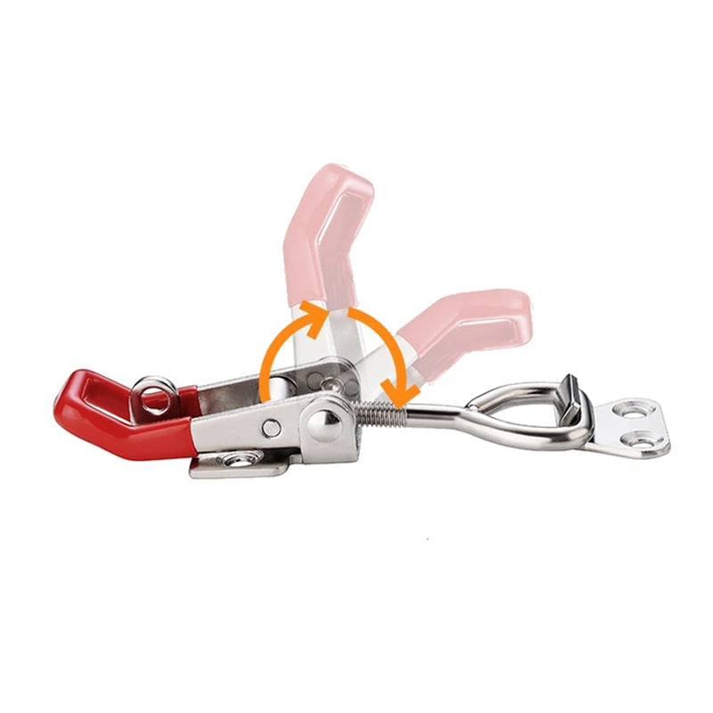 E-TING 4 Pack Heavy Duty 4002 Toggle Latch Clamp, Adjustable Toggle Clamp Latch with Lock Hole,485 Lbs Holding Capacity Pull Latch for Smoker Door, Box Case Trunk, Lid, Jig (with 20PCS Screws) 4x4002